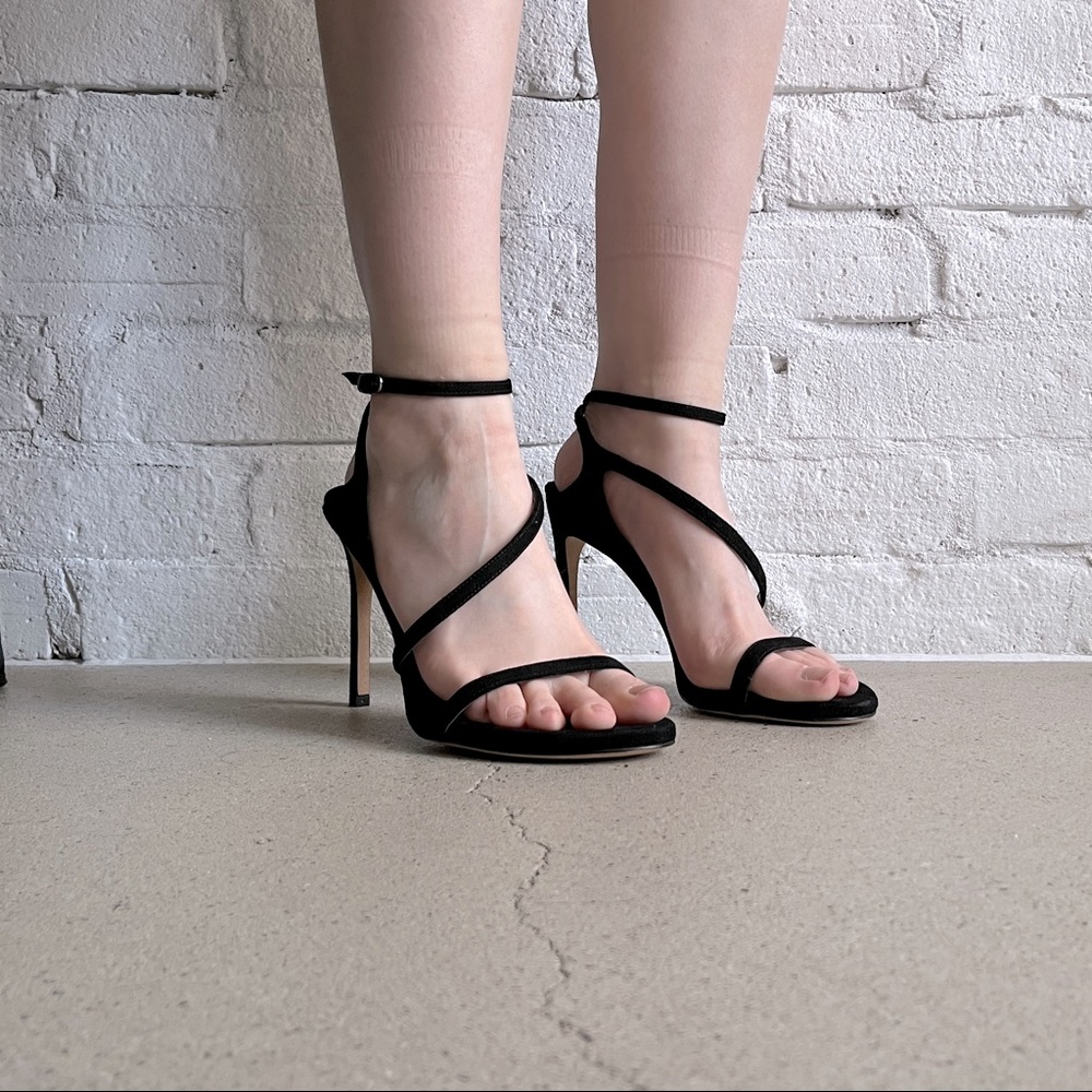 NWOT Stuart Weitzman Black Suede Sandal Heels